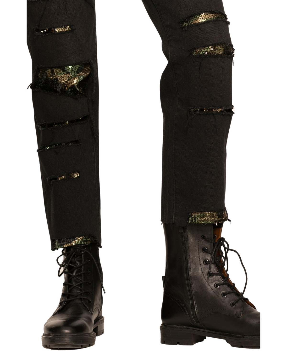 Blue Revival Women's High Rise Camo Sequin Straight Leg Jeans