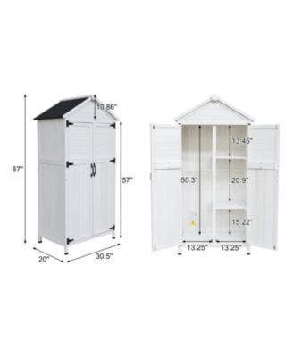 67" Fir Wood Storage Shed with Double Doors