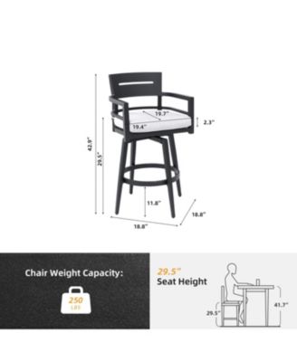 Modern Outdoor Swivel Bar Chairs - Black Aluminum & Sunbrella