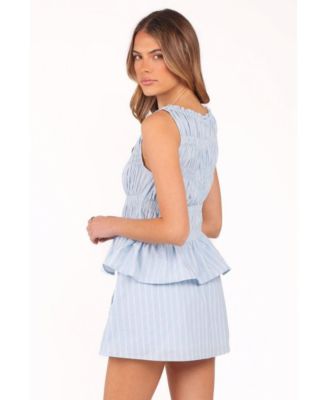 Women's Daisy Skirt Set - Blue White Stripe XL