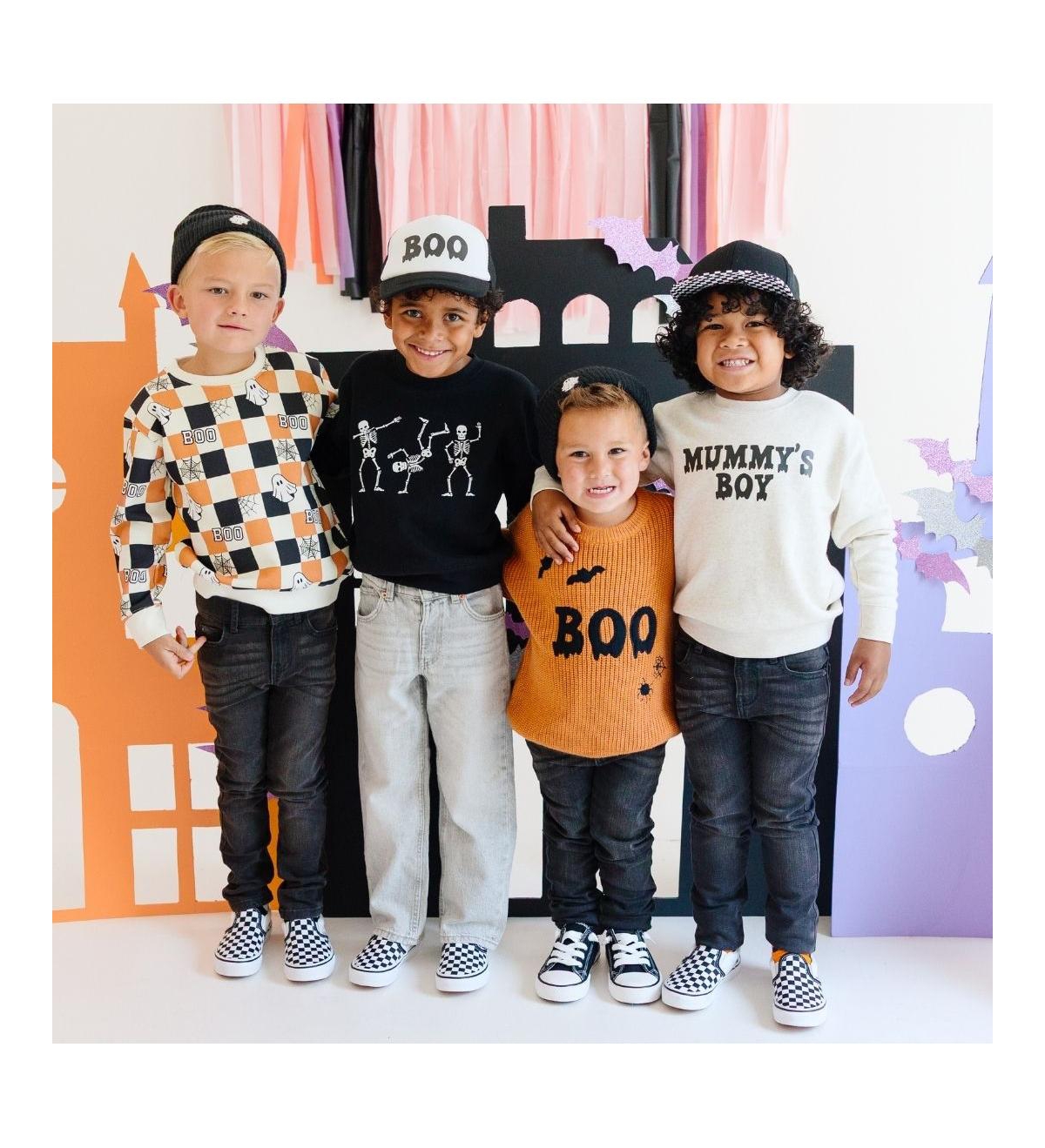 Sweet Wink Baby Boys Boo Checkered Halloween Sweatshirt