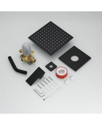 Single-Handle 1-Spray Square Shower Faucet System with 10 in. Rainfall Shower Head in Brushed Nickel (Valve Included)