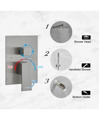 3-Spray Patterns With 2.5 GPM 12 in. Showerhead Wall Mounted Dual Shower Heads With Valve