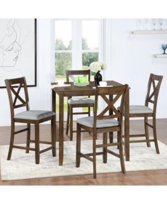 CASAINC 5-Pc. Square Counter-Height Dining Table Set with Chairs for Small Spaces