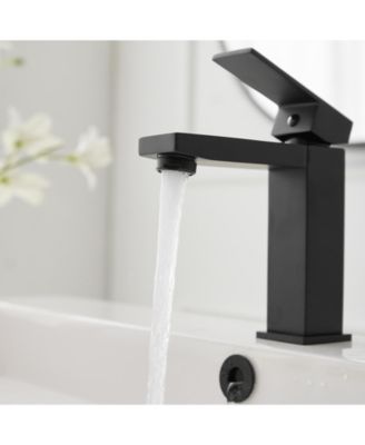 Single Hole Single-Handle Bathroom Faucet with drain in Matte Black