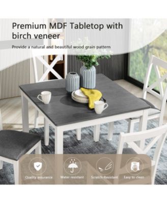 5 Piece Modern Dining Table Set with 4 Chairs for Small Kitchen or Dining Room