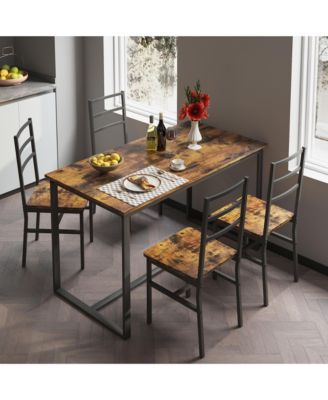 CASAINC 5-Pc. Industrial Style Dining Set with Backrest Chairs and Table