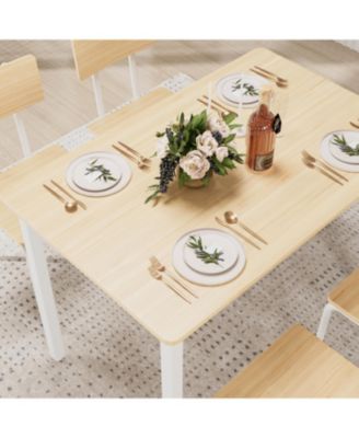 5 Piece Dining Table Set with 4 Chairs, Metal Frame Kitchen Table for Small Space