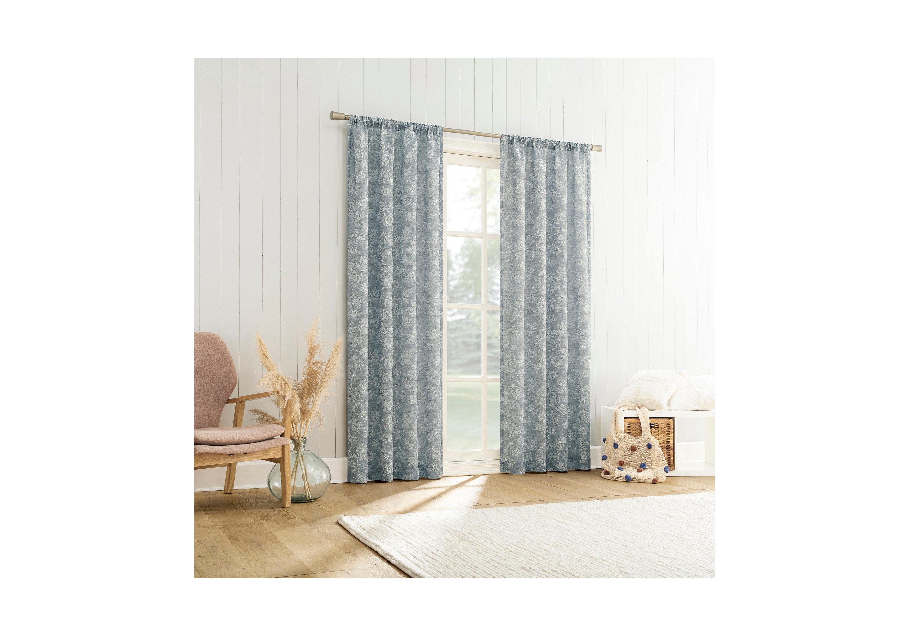 No. 918 Kacey Woven Jacquard Leaf Semi-Sheer Rod Pocket Curtain Panel