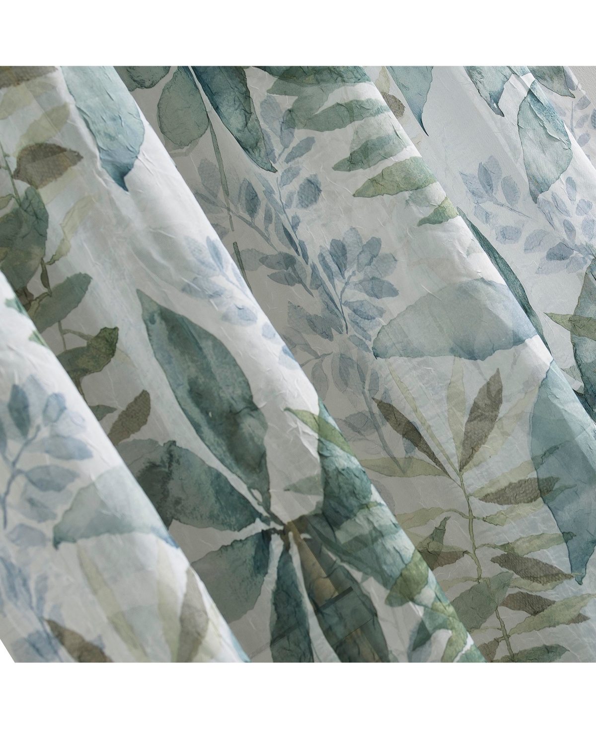 No. 918 Fauna Foliage Print Crushed Voile Sheer Rod Pocket Curtain Panel