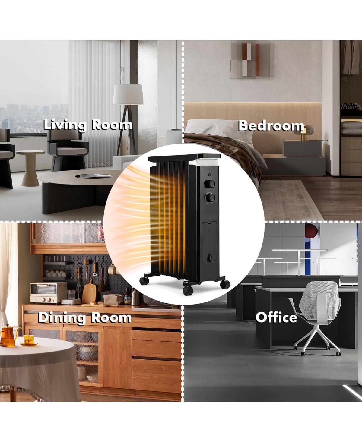 1500W Oil Filled Radiator Heater Electric Space Heater