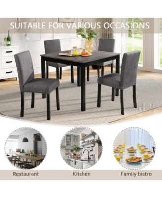 5 Piece Wooden Dining Table Set with 4 Chairs for Kitchen or Dining Room