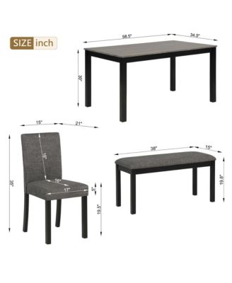 CASAINC 6 Pc. Set MDF, Plywood, Rubber Wood Cushioned Seats, Bench, Rectangular Table Dining Table Set
