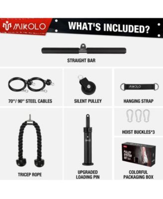 Fitness LAT and Lift Pulley System, Dual Cable Machine(70'' and 90'') with Upgraded Loading Pin for Triceps Pull Down, Biceps Curl, Back, Forearm, Shoulder-Home Gym Equipment