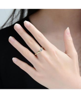 14k Gold Plated with Clear Cubic Zirconia Solitaire Ring