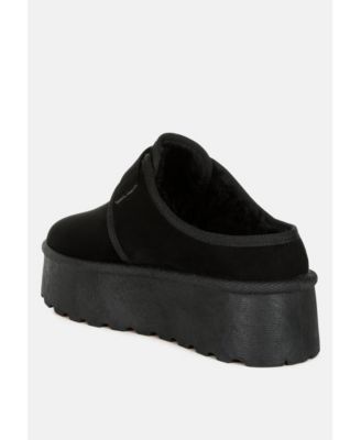 Womens Mayfield Buckle Strap Fur Platform Classic Slip-On