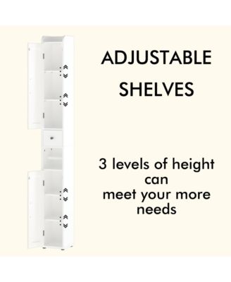 67.51 in Slim Tall Bathroom Cabinet with Adjustable Shelves and 2 Doors