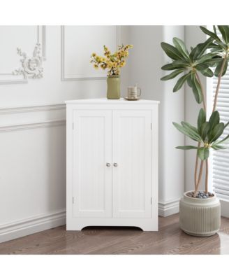 Corner Cabinet with 2 Doors and Adjustable Shelves for Home Storage