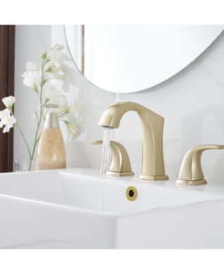 8 in. Widespread Double Handle Black Bathroom Faucet Set 3-Holes Vanity Sink With Metal Drain In Brushed Gold