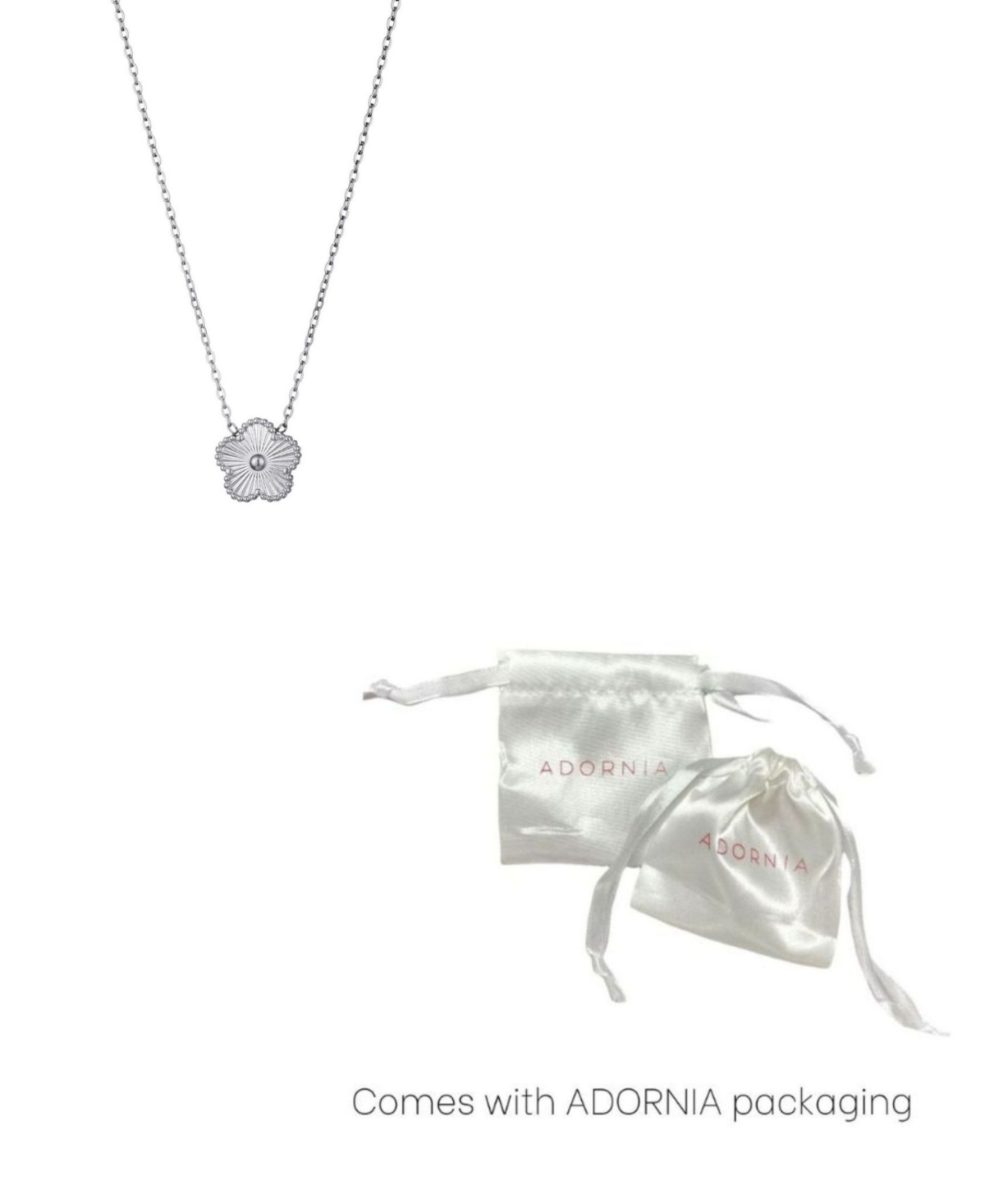Adornia Tarnish Resistant Silver Five-leaf Clover Pendant Necklace In White