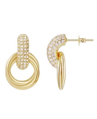 Tarnish Resistant Gold Plated Crystal Doorknocker Earrings