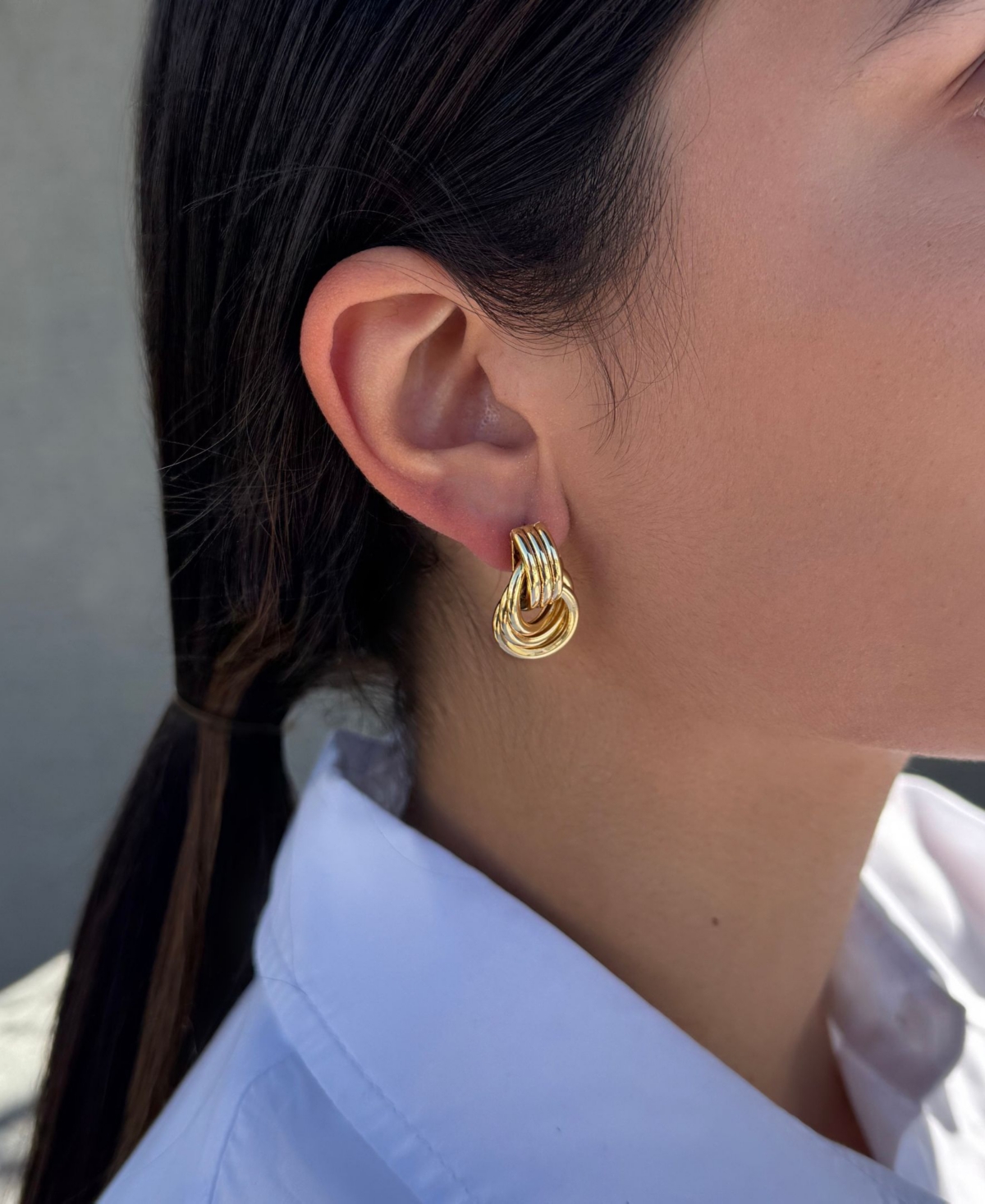 Adornia Gold Doorknocker Stud Earrings