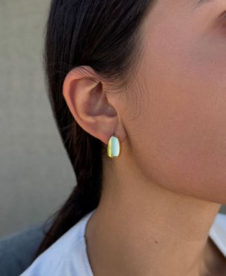 Gold Plated Crystal and Plain Chunky Hoop Earring Set