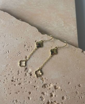 Gold Plated Clover Drop Earrings