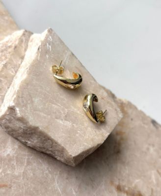 Gold Plated Crystal Stone Pear Teardrop Stud Earrings