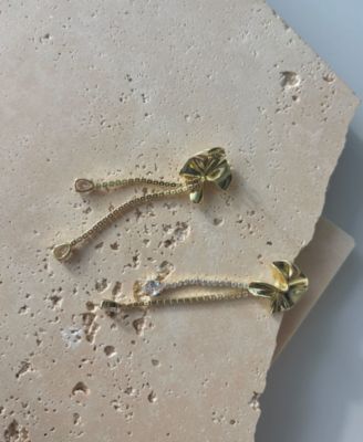 Gold Plated Crystal Flower Tennis Drop Earrings