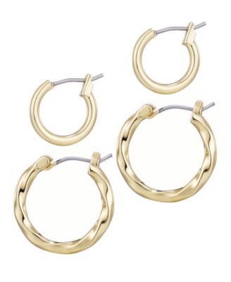 Gold Plated Hoop Earrings Set