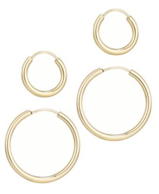 Gold Plated Endless Hoop Earrings Set