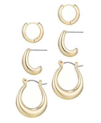 Gold Plated Hoop Earrings Set