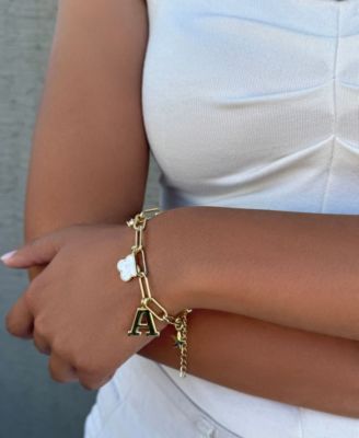Gold Initial Chunky Charm Bracelet
