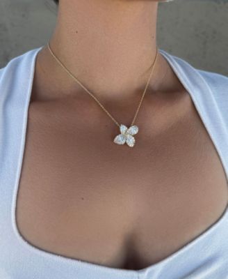 Gold Cubic Zirconia Oversized Flower Necklace