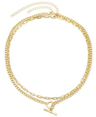 Gold Toggle and Paperclip Set of Two Necklaces