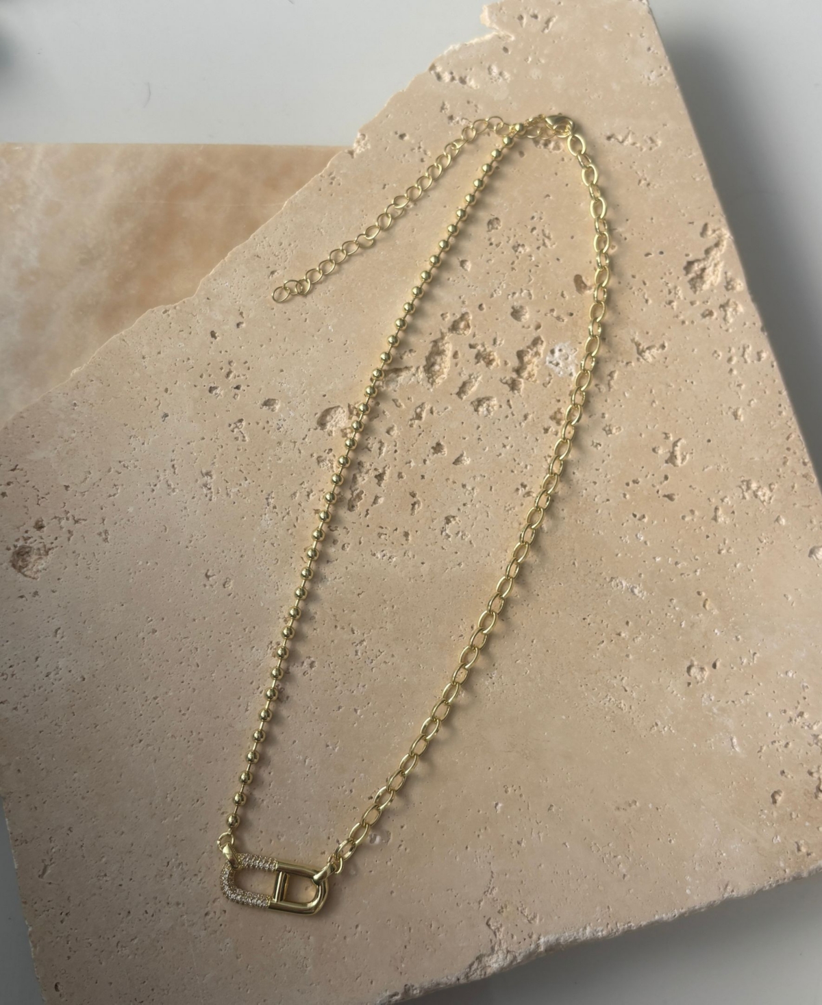 Adornia Gold Cubic Zirconia Mixed Chain Sideways Pendant Necklace