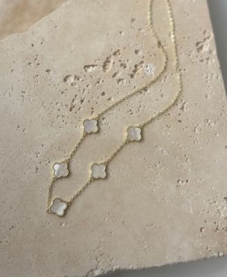 Mother of Pearl Clover Station Necklace
