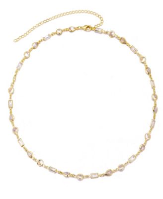 Gold Plated Crystal Mixed Shape Necklace