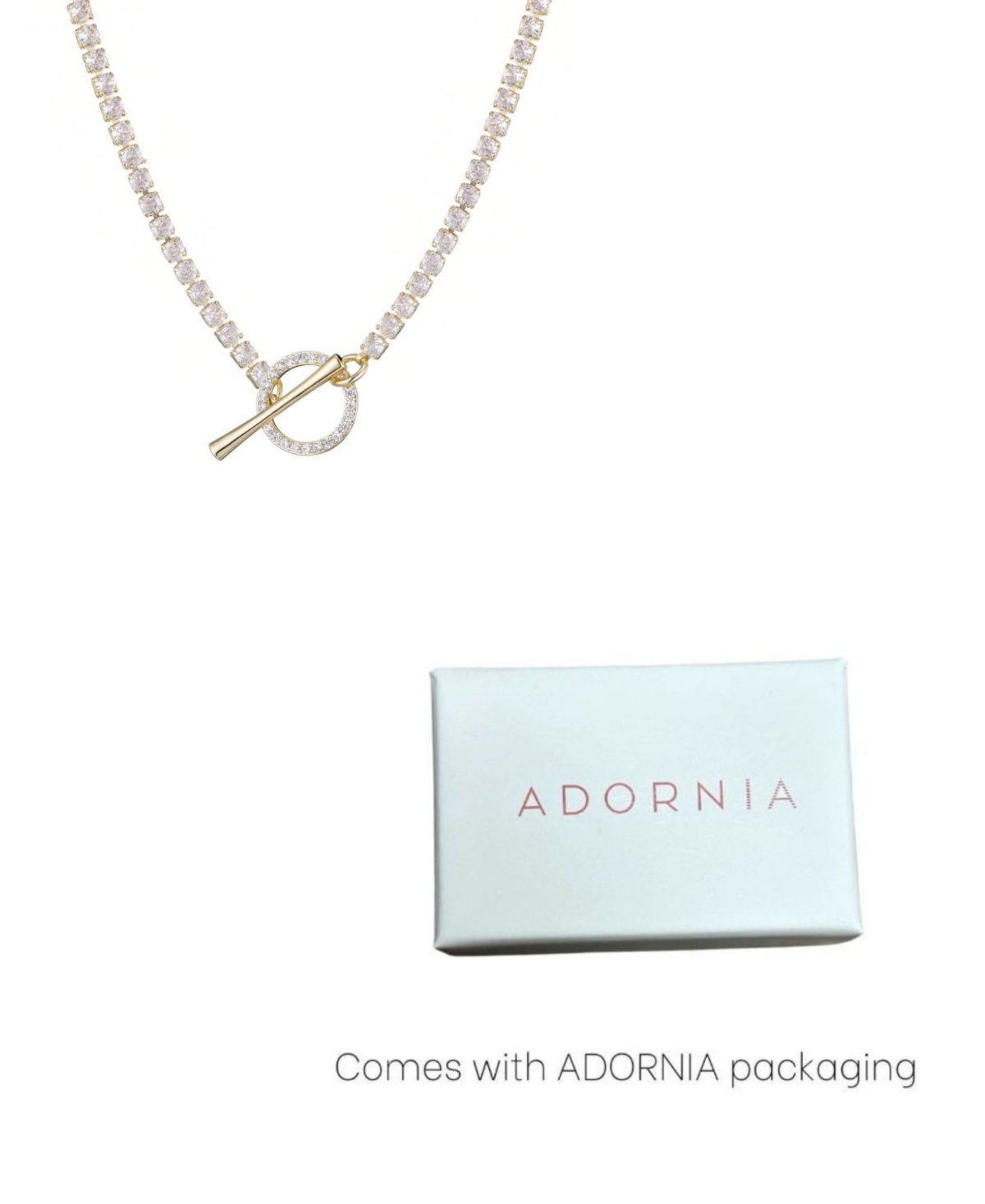 Adornia Gold Crystal Toggle Tennis Necklace In Gold