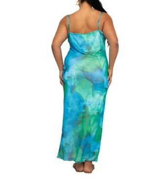 Women's Curve Strappy Abstract Print Maxi Dress