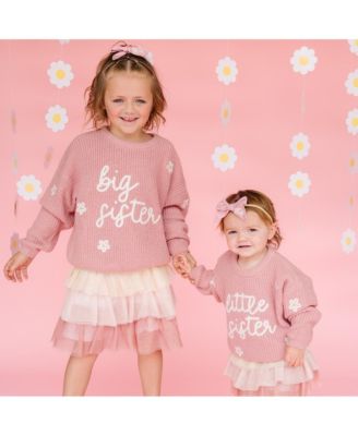 Little and Big Girls Big Sister Knit Sweater