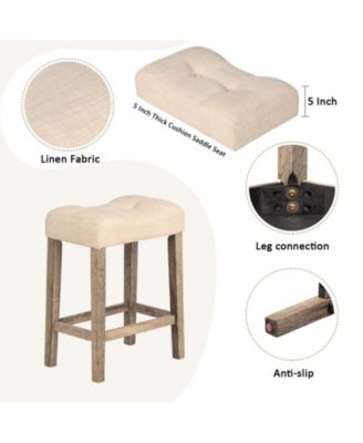 4 Piece Bar Table Set with Power Outlet and 3 Padded Stools for Dining or Living Room