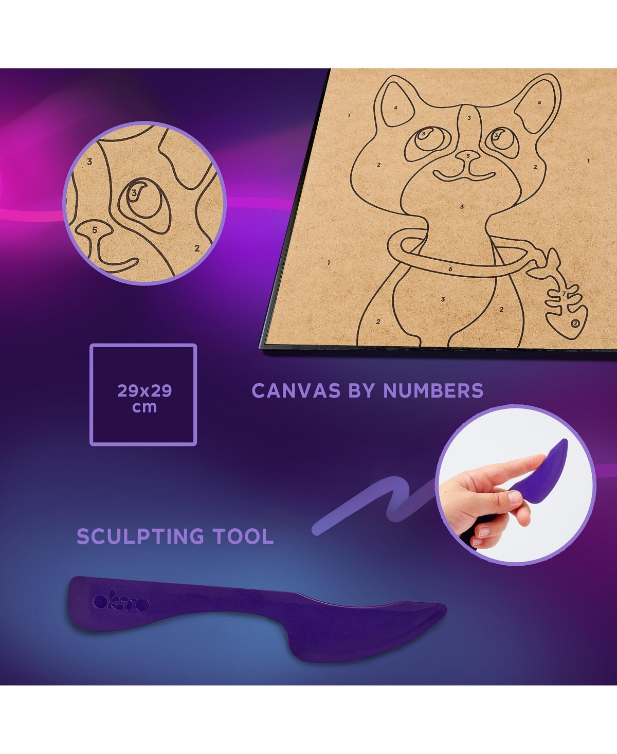 Okto Air-Dry Clay by Numbers – 29x29 Cat (11.4 x 11.4 in)