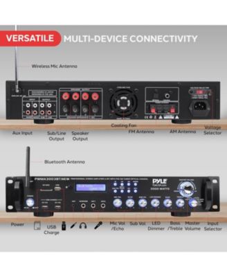 3000W Bluetooth Hybrid Amplifier Receiver with VHF Mics & Multi-Input Support