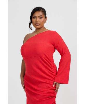 Women's One Shoulder Flare Sleeve Maxi Dress