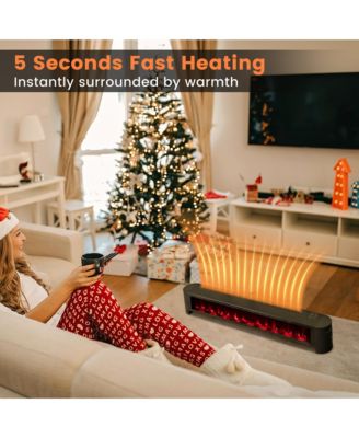 1400W Electric Baseboard Heater Convection Space Heater with Realistic 3D Flame