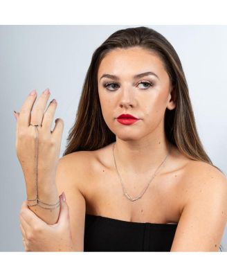 Skinny Drip Hand Chain with White Topaz