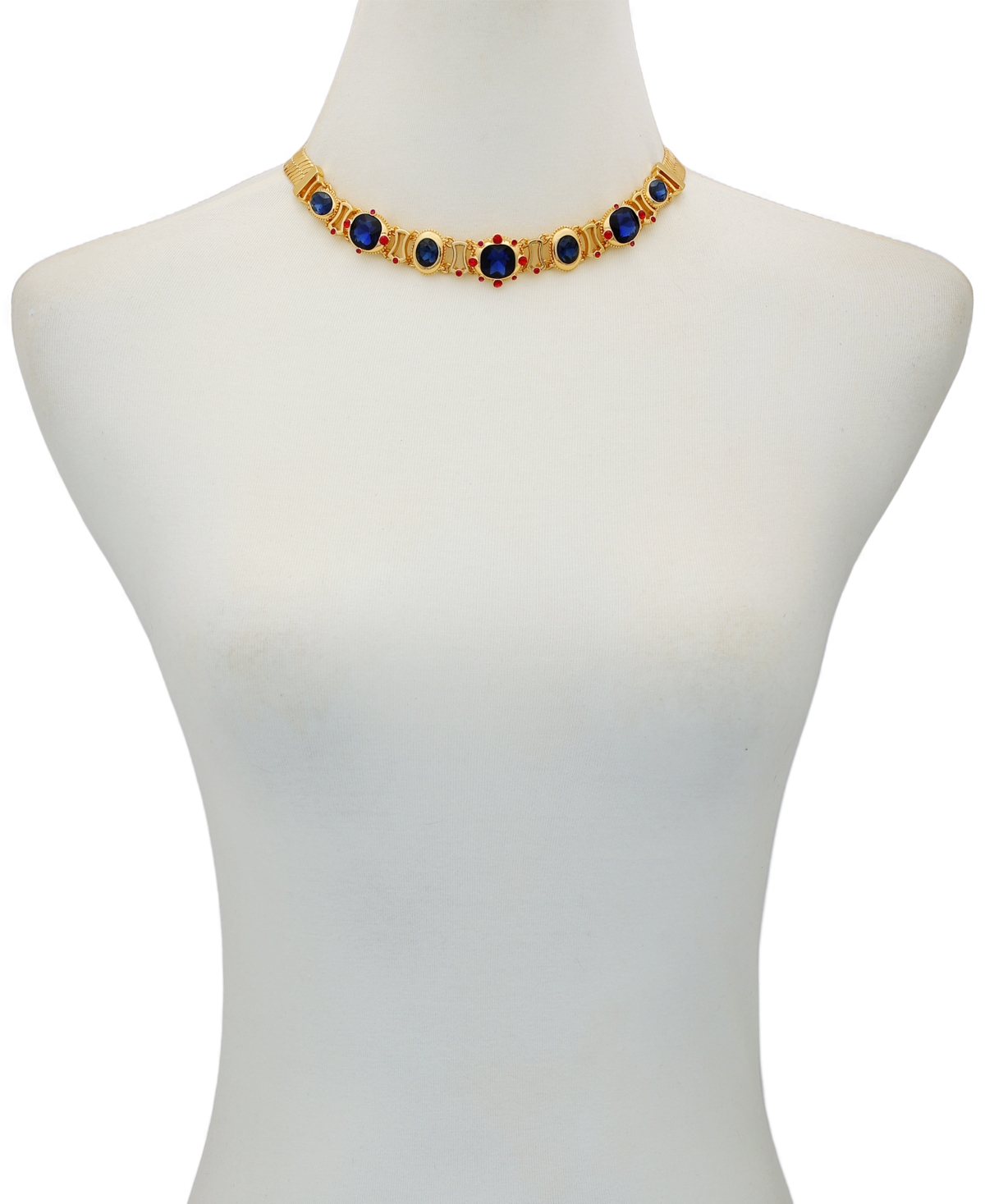Guess Glass Stone Gold-tone Necklace In Gold