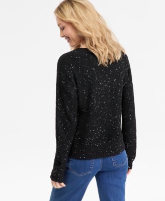 Petite Roving Sequin V-Neck Sweater, Macy's Exclusive 